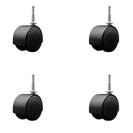 Service Caster 2-3/8'' Floor Safe Black Hooded Twin Wheel Caster Grip Neck Stem , 4PK SCC-GN02S60D-NYU-FB-4